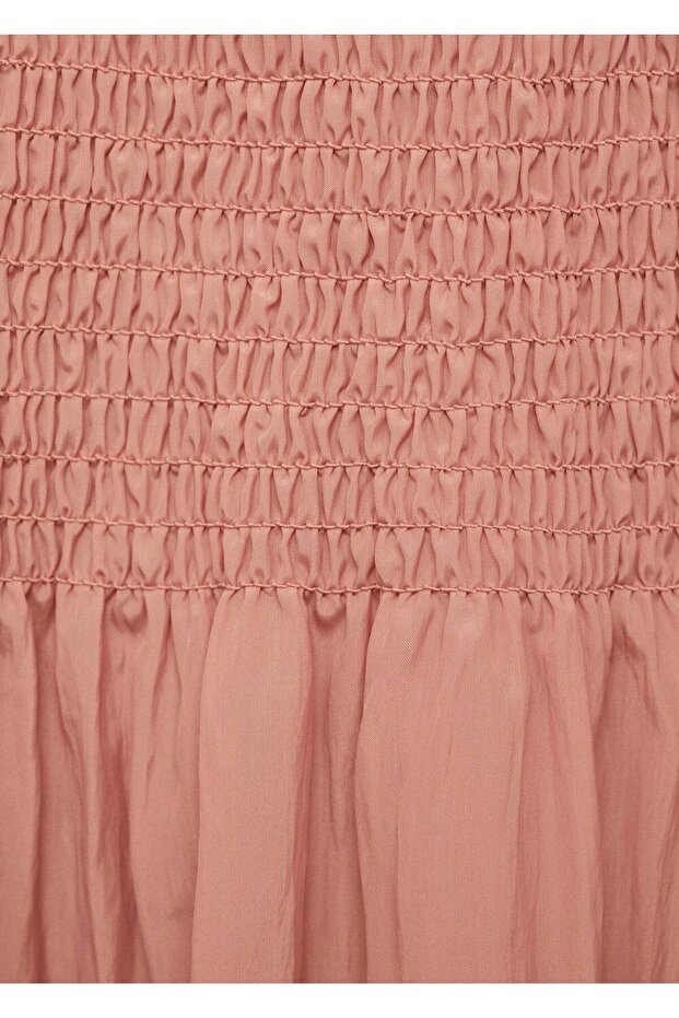 Büzgülü panelli midi etek - 8