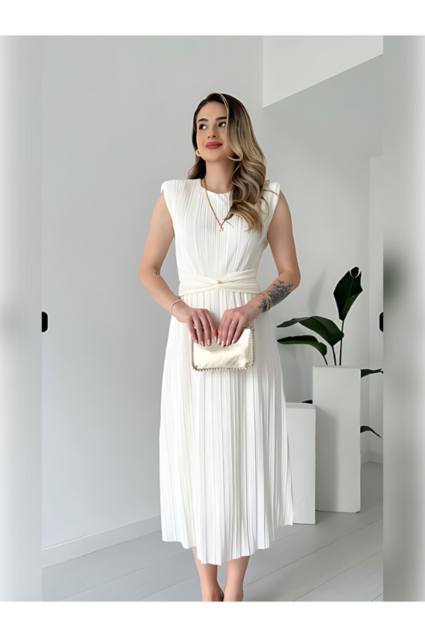 Bel Detaylı Piliseli DANIEL Elbise - 2