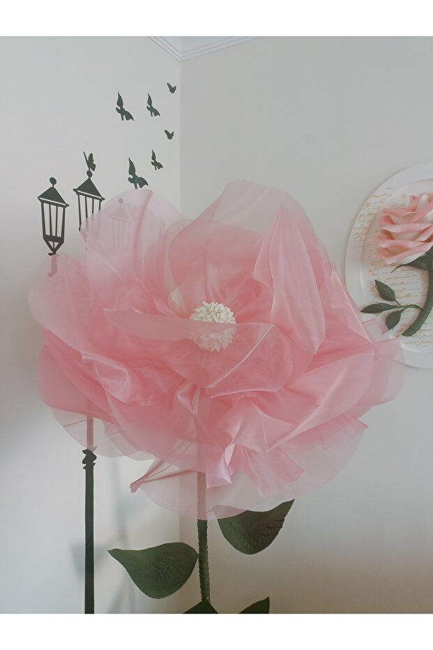 Dev tül çiçek pembe - 6