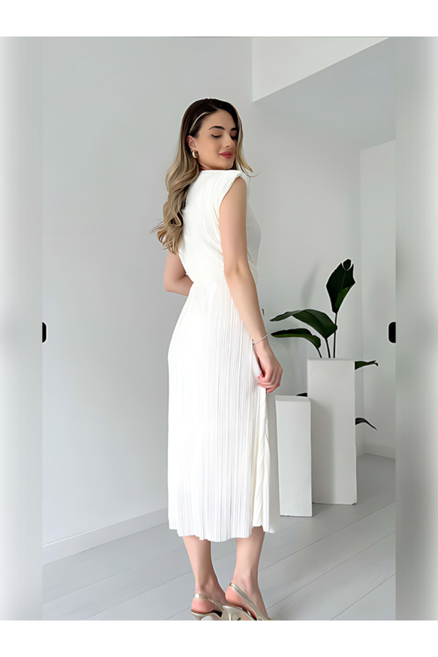 Bel Detaylı Piliseli DANIEL Elbise - 4