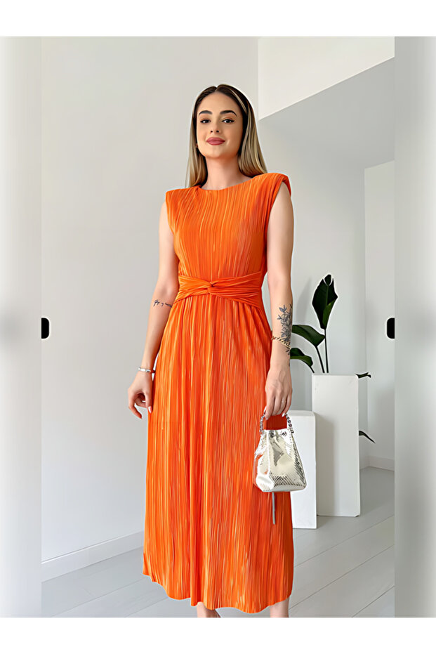 Bel Detaylı Piliseli DANIEL Elbise - 4