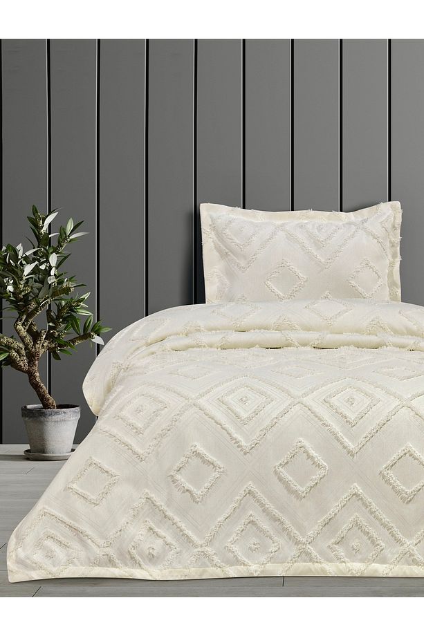 Iskandinav Tek Kişilik Yatak Örtüsü Takımı 180x250 - EKRU - - 1