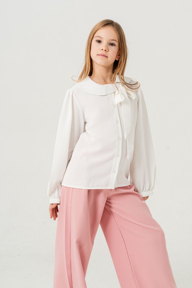 Girl's Collar Lace up Shirt 3146