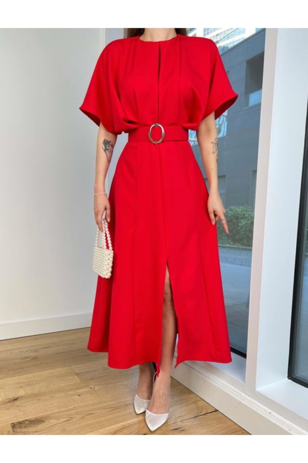 Belt Detail Midi Dress