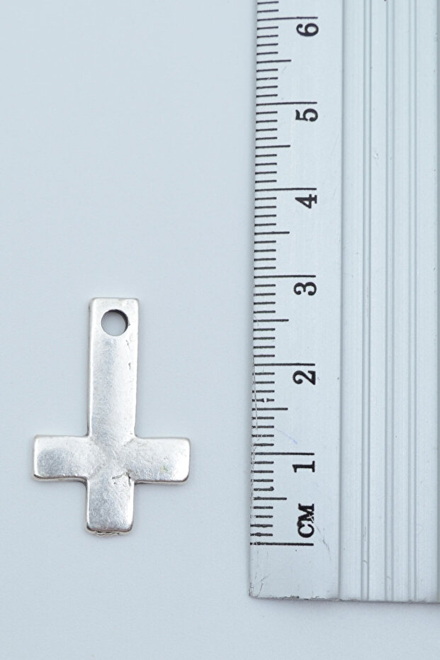 Minimal Ters Haç Gümüş Kaplama Deri İp Kolye - 3