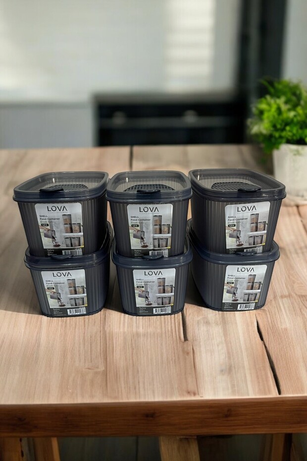 Shell Food Container 1300 Ml, Anthracite, Set of 6 - 1
