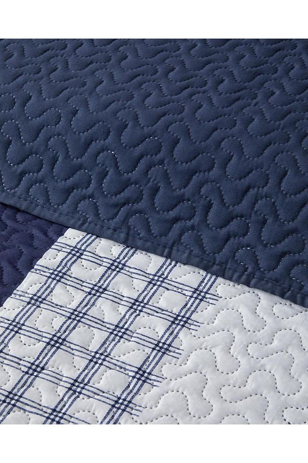 Stripe Path Çok Amaçlı Tek Kişilik Yatak Örtüsü Takımı 160x220 cm Mavi - 3