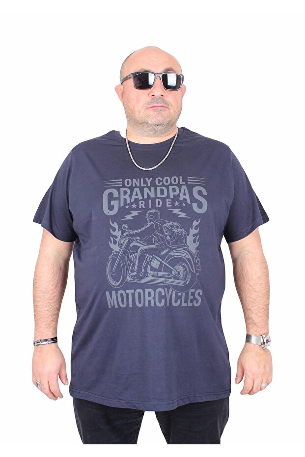 Men's Big Size Crew Neck T-Shirt Only Cool 25177 Navy
