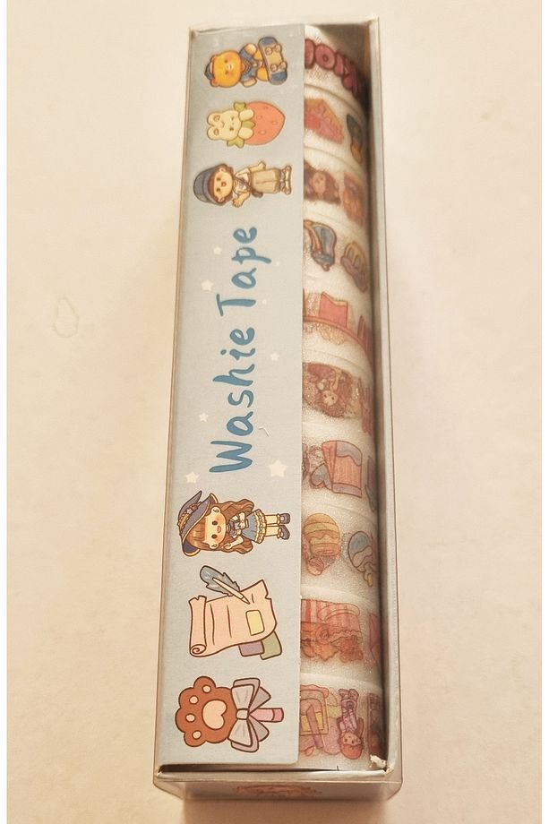 10 Adet (1 Paket 10'lu) Simli Stickerli Bant 15mm x 1m x 10 Mavi Seri - 2