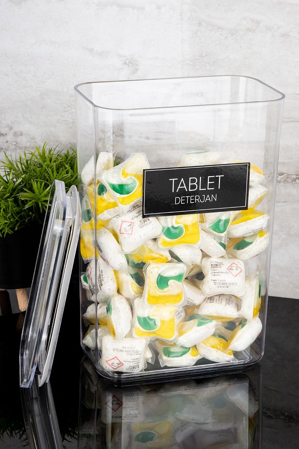 Tablet Deterjan Etiketli Deterjan Kutusu Saklama Kabı 3000ml Mika - 4