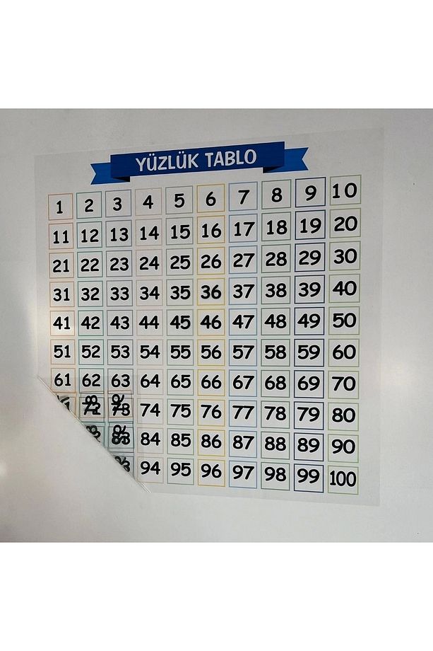 Buffer® Matematik Öğreten Yüzlük Tablo Duvarda Iz Bırakmaz Akıllı Kağıt Yapışkansız Statik 60x60 C - 5