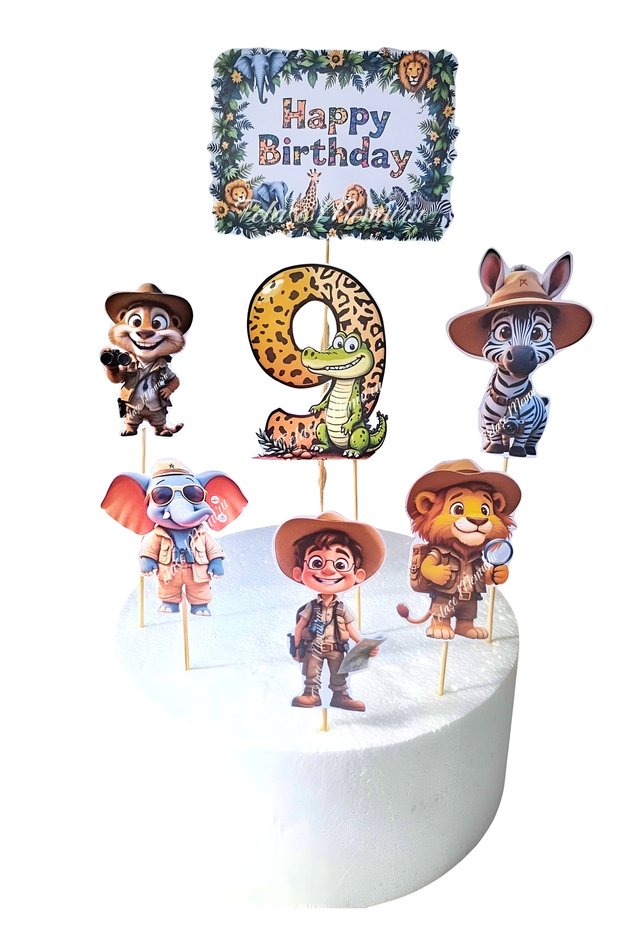 Safari Cake Decoration 9 Years Old | Safari Birthday Concept | Safari Animals Themed Birthday