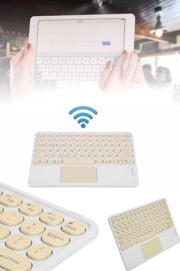 Android ve İOS Uyumlu Bluetooth Klavye Touchpad Slim Kablosuz Wifi Q Klavye - 5