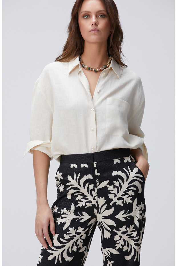 Bej Keten Gömlek - 1