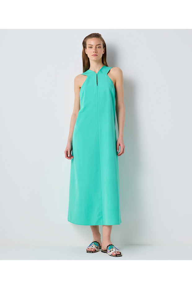 Rahat kesim cutout elbise - 1