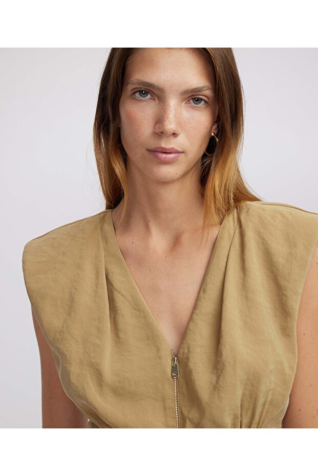 Drapeli mini elbise - 2