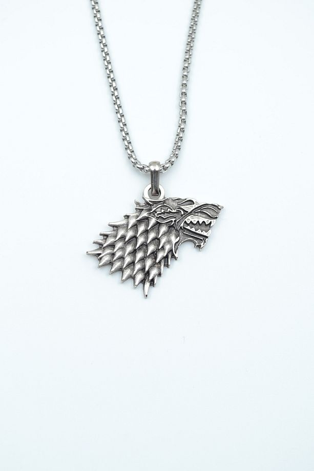 Game Of Thrones Kurt Gümüş Kaplama Örme Zincir Kolye - 1