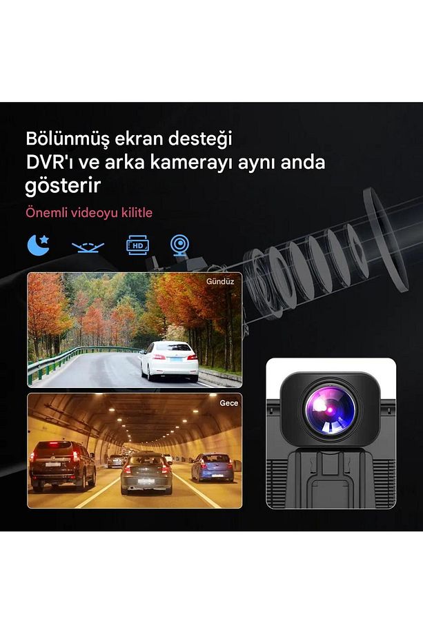 10.26 Inç Araç Multimedya Oynatıcı 1600x600 Ekran Yansıtma Çift Kamera Android Auto & Carplay 64gb - 2