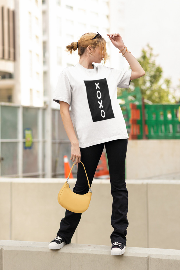Xoxo Printed Women's Crew Neck Cotton Oversize Short Sleeve T-Shirt