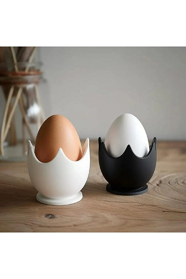 تصميم حامل أكواب البيض اللطيف - أسود-أبيض - 1