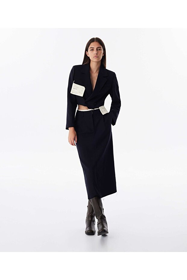 Patch'li crop ceket - 2