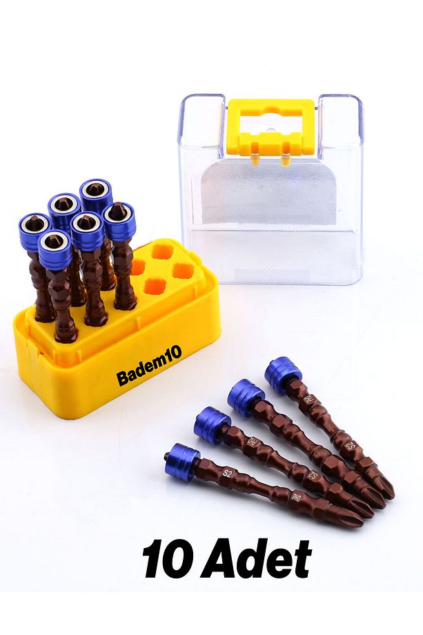 10 Adet (ÇİFT YÖNLÜ) Mıknatıslı Bits Uç Ph2 65 Mm Vida Yıldız Matkap Vidalama Ucu S2 Çeliği Çelik - 5