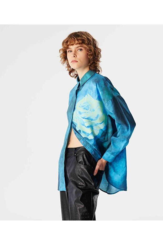 Görsel baskılı oversıze gömlek - 5