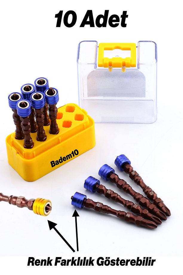 10 Adet (ÇİFT YÖNLÜ) Mıknatıslı Bits Uç Ph2 65 Mm Vida Yıldız Matkap Vidalama Ucu S2 Çeliği Çelik - 4