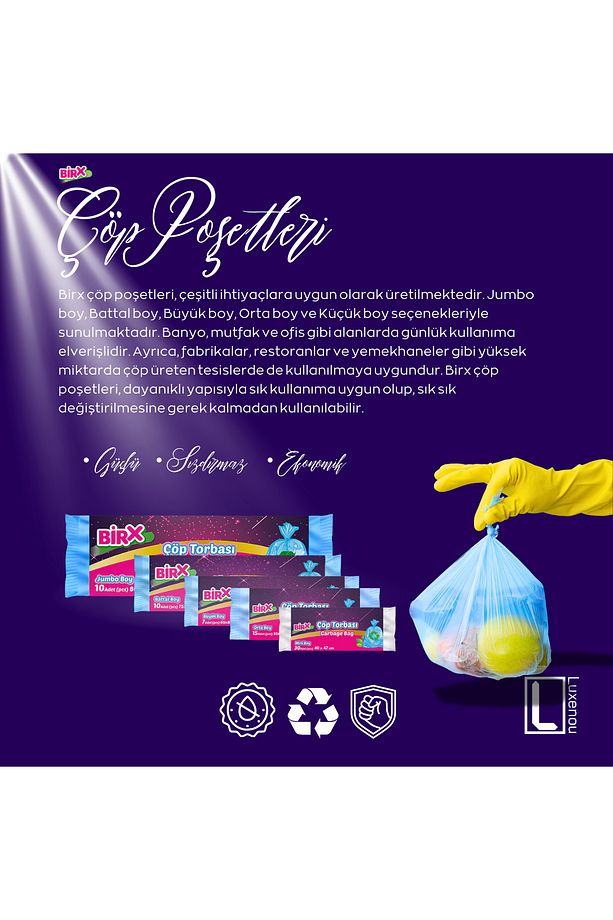 Çöp Torbası Mini Boy 40x47 30'lu 10 Rulo Çöp Poşeti 300 Adet (KÜÇÜK BOY) - 5