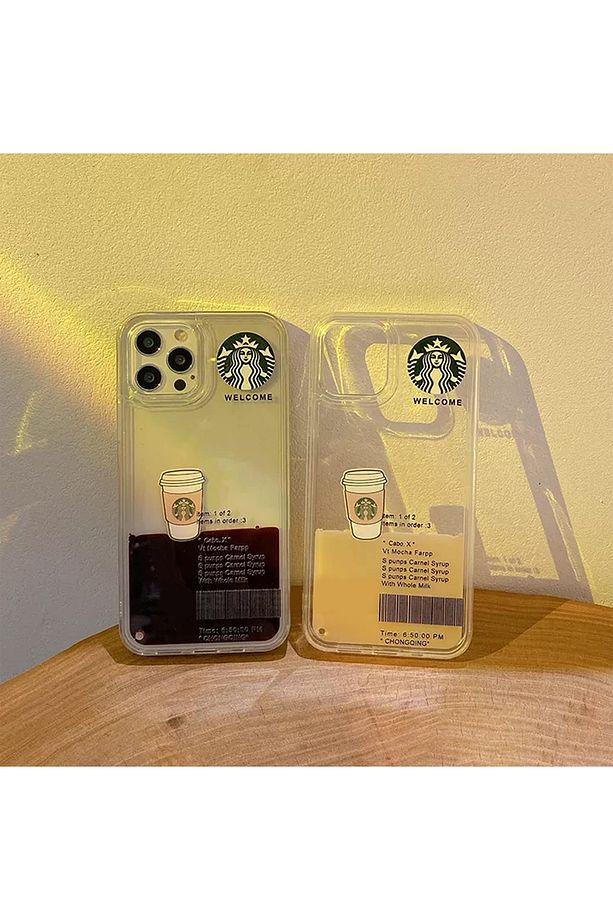 Apple Iphone 15 Ve Iphone 14 Uyumlu Sulu Hareketli Americano Kahve Desenli Telefon Kılıf Kapak - 6