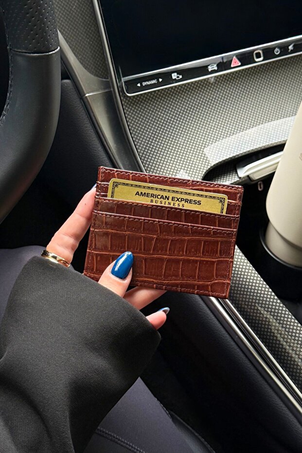 حامل بطاقات مستطيل من الجلد الصناعي - 1