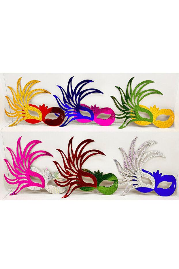 Colorful Paper Material Made Party Prom Mask 6 Pieces