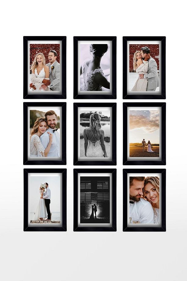 9 Adet 21x30 Çerçeve - Siyah Çerçeve - A4 Çerçeve - Diploma Çerçevesi - Mdf Çoklu Fotoğraf Çerçeve - 5