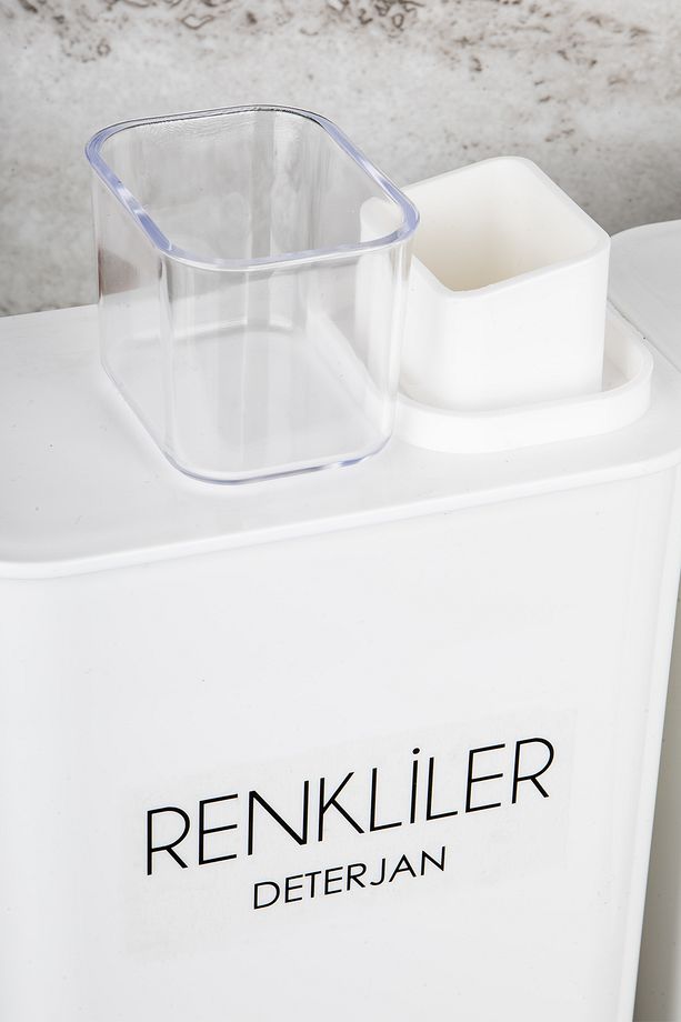3lü Kendinden Ölçekli Deterjanlık Kutusu Seti Renkliler Beyazlar Siyahlar Deterjan Etiketli 3000ml - 3