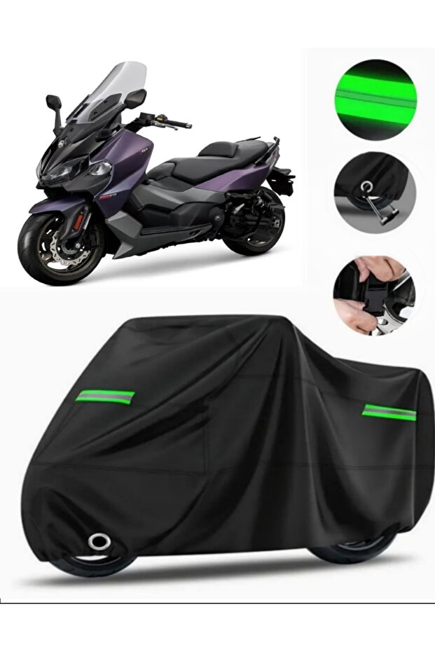Sym Maxsym TL 508 متوافق مع القماش المشمع للدراجات النارية Premium (متوافق مع القفل) - أسود - MPRO9002