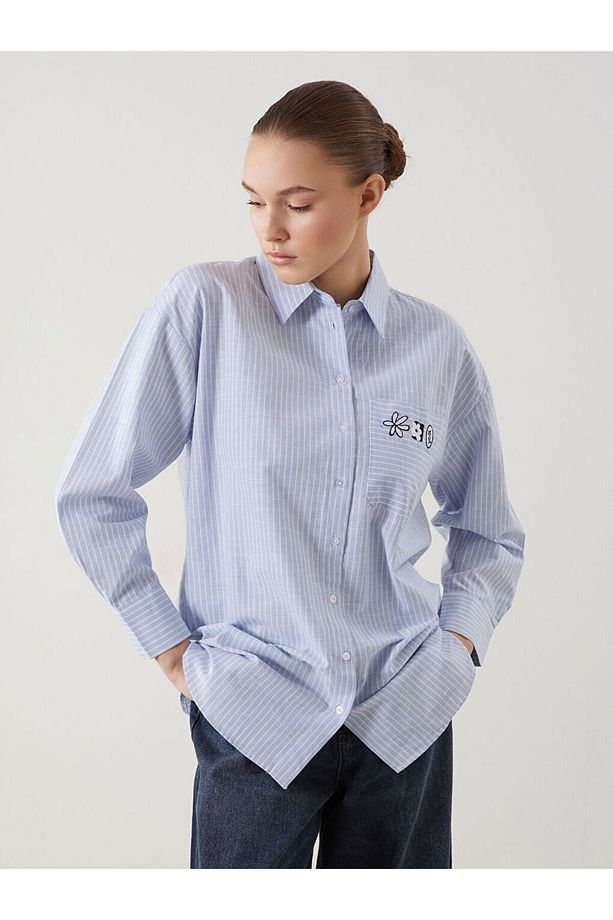 LCW Modest Çiçekli Oversize Kadın Gömlek Tunik - 1
