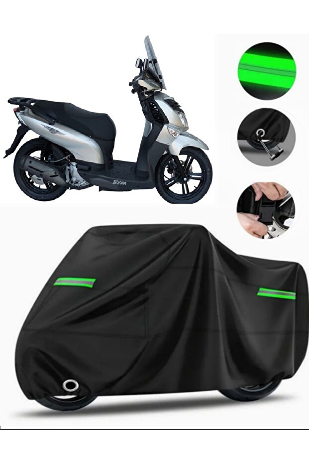 Sym Hd2 200I Compatible Motorcycle Tarpaulin Premium (Lock Compatible) - Black - Mpro9002
