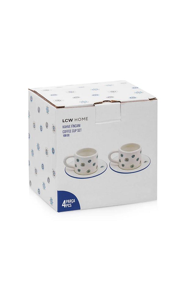 LCW HOME Karışık Göz Baskılı 2 Kişilik Porselen Kahve Fincan Takım 100 Ml - 4
