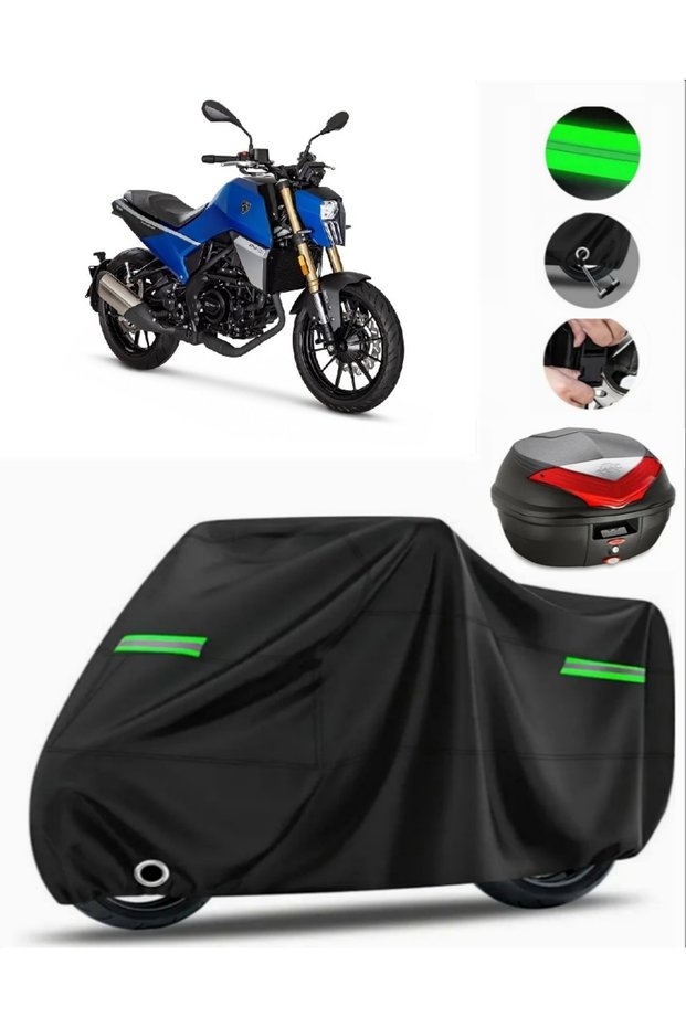 Peugeot Pm-01 125 Rear Bag Compatible Motorcycle Tarpaulin Premium (Lock Compatible)-Black