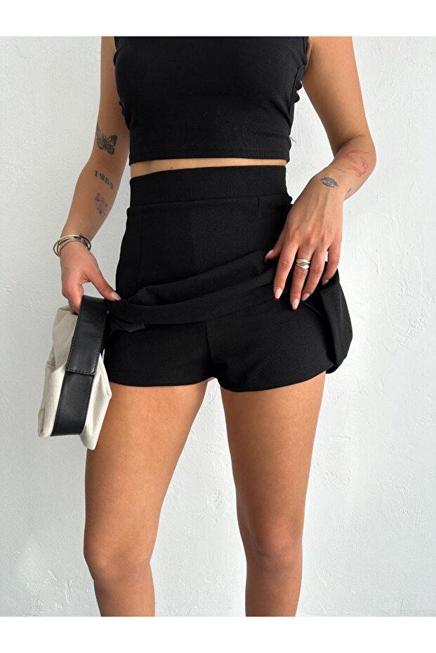 Süper Mini Krep Şort Etek - 4