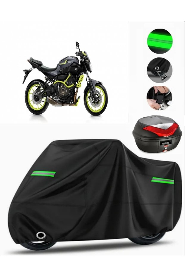 Yamaha Mt-07 Moto Cage Rear Bag Compatible Motorcycle Tarpaulin Premium (Lock Compatible)-Black