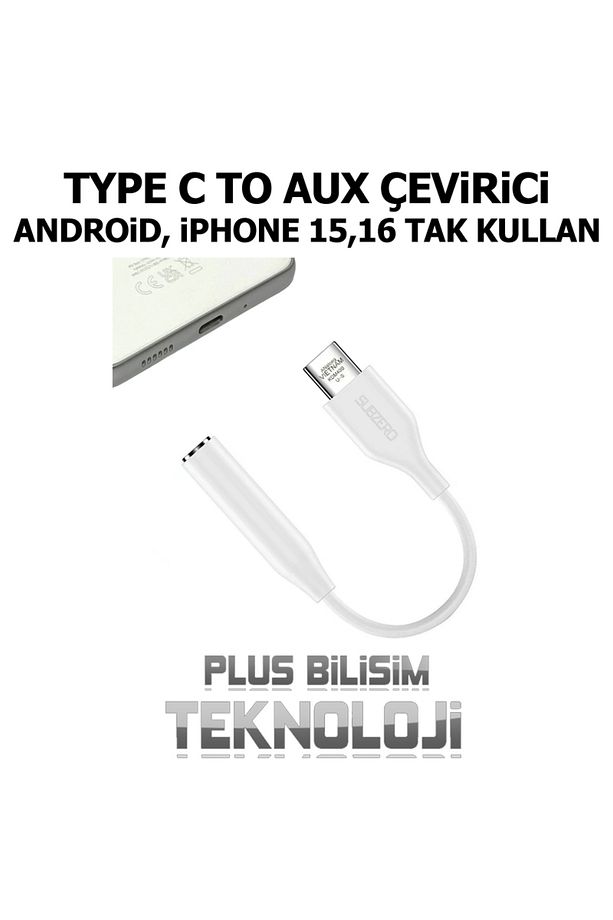 Type C to Aux Kulaklık Dönüştürücü Tak Çalıştır iPhone 15 Uyumlu Subzero AD20 - 3