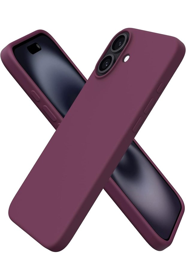 Soft Silicone with Velvet Inner Surface Compatible with iPhone 16 Plus High Quality Launch Case-Burgundy