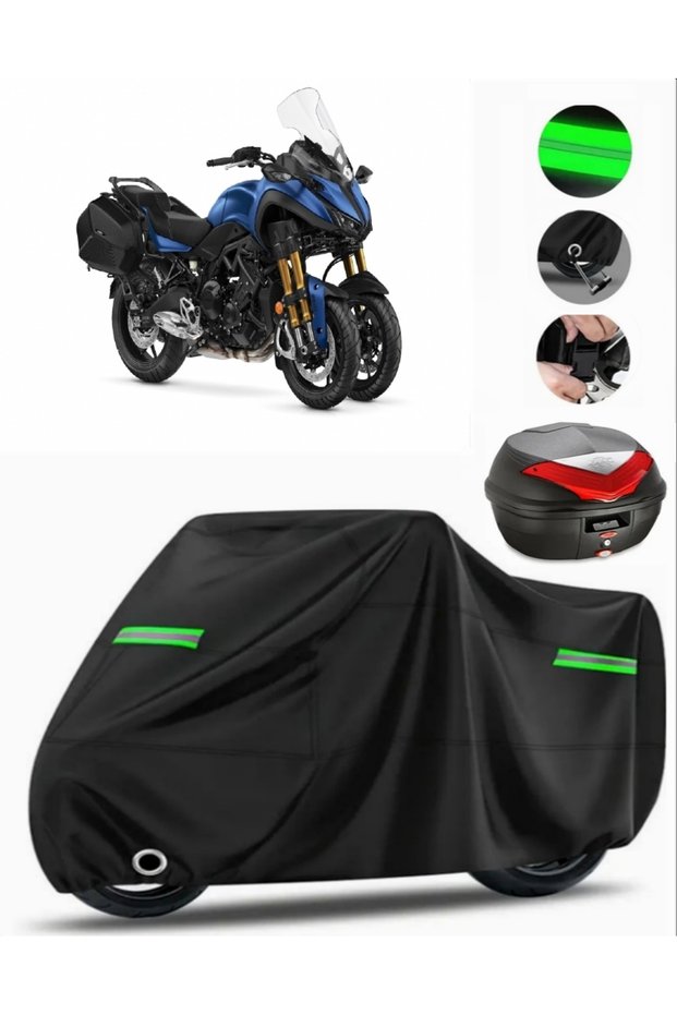 Yamaha Niken Gt Rear Bag Compatible Motorcycle Tarpaulin Premium (Lock Compatible)-Black