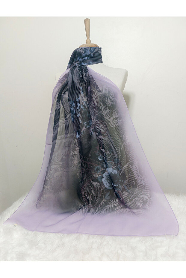 Patterned Chiffon Shawl Gradient Floral Mode - 2