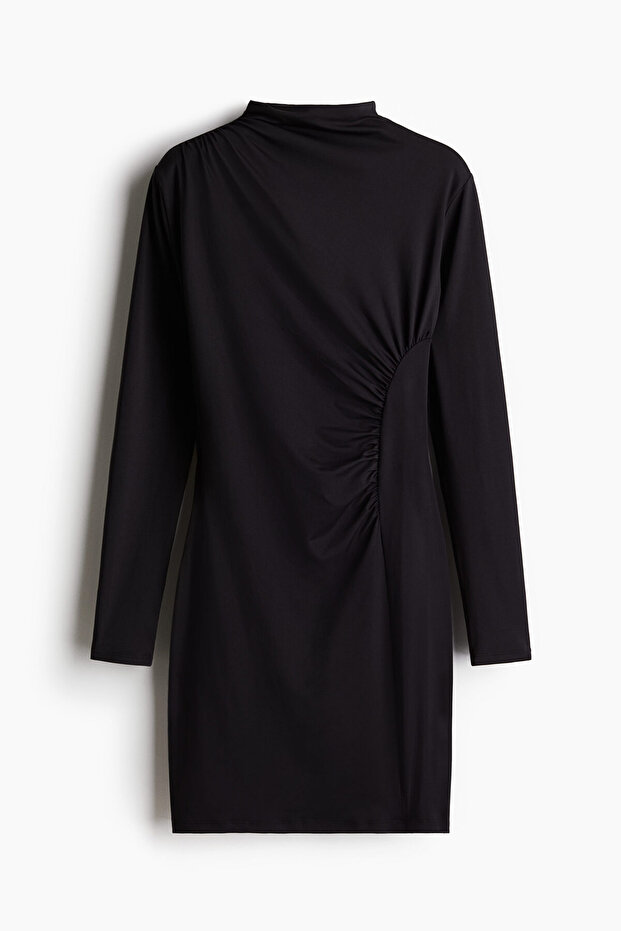 Drapeli Bedene Oturan Elbise - 3