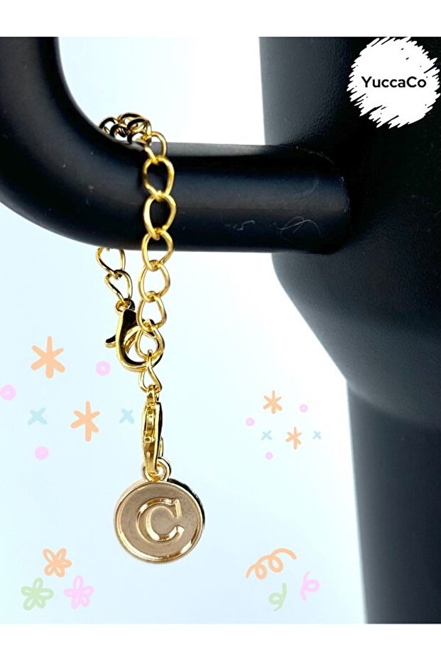 Letter C Gold Thermos Compatible Accessory/Letter Thermos Charm/Letter Thermos and Bag Ornament
