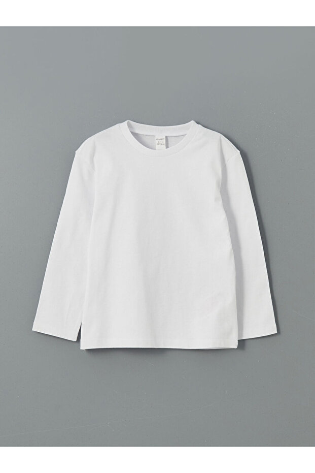 White Crew Neck Basic Boy's T-Shirt