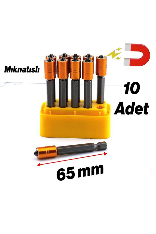 10 T Adet Mıknatıslı Bits Uç PZ2 65 mm Renkli Vida Tutucu Sökme Yıldız Matkap Vidalama Ucu S2 Çeliği - 7