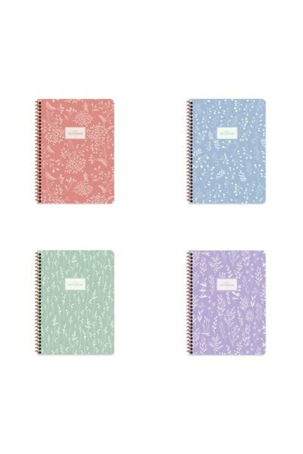 Keski̇n Defter Pastel Flora A4 Spiral Bound Cardboard Cover 80 Yp. Kareli̇